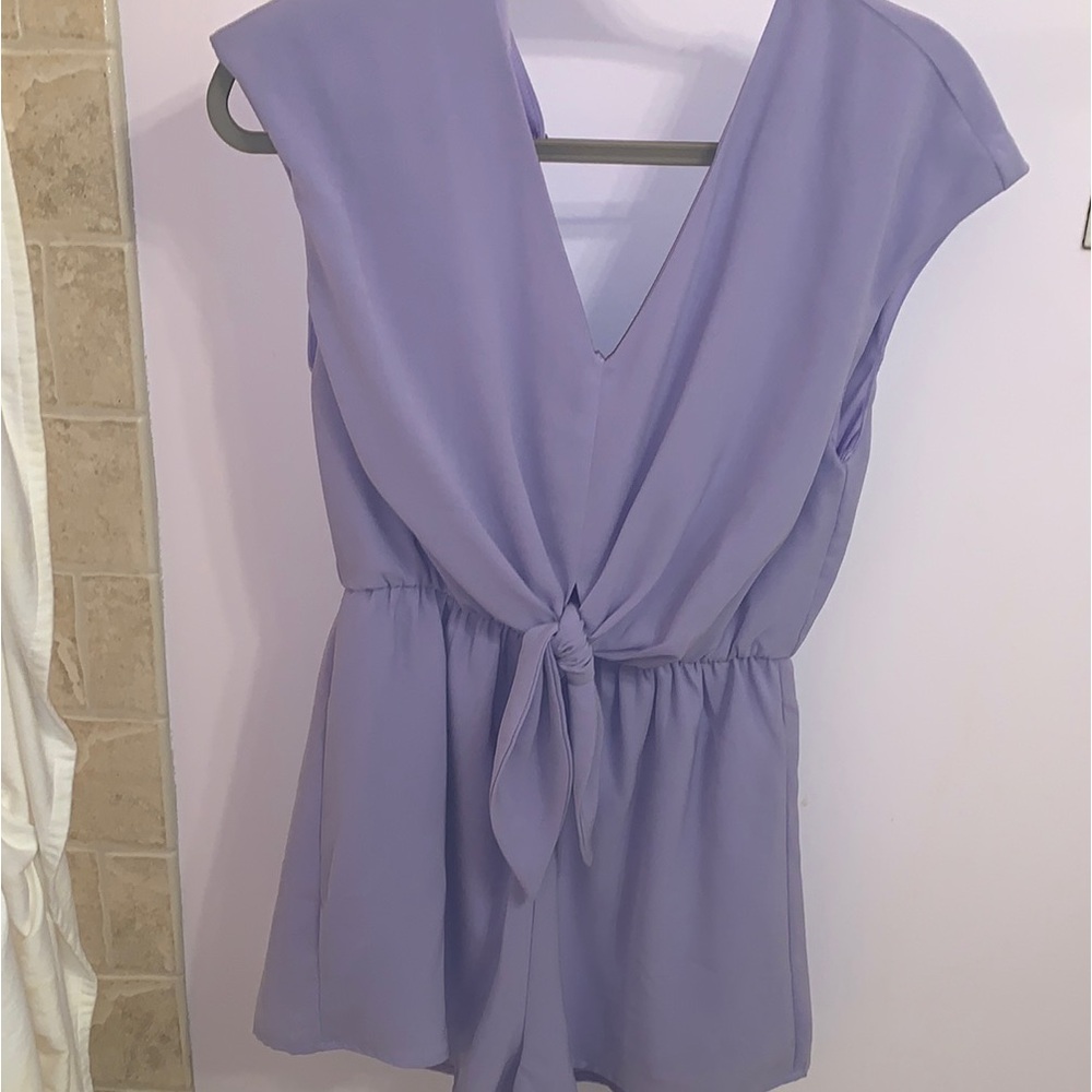 She + Sky Lavender V-Neck Top